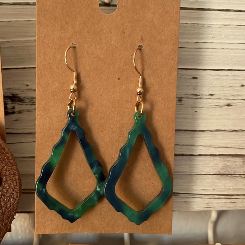 Green acrylic earrings